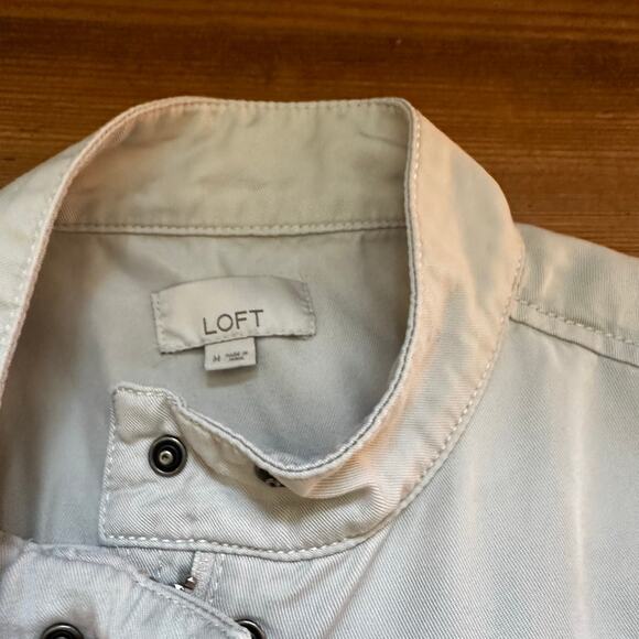 LOFT cream long sleeve full zip snap utility jacket SIZE M - Picture 3 of 7